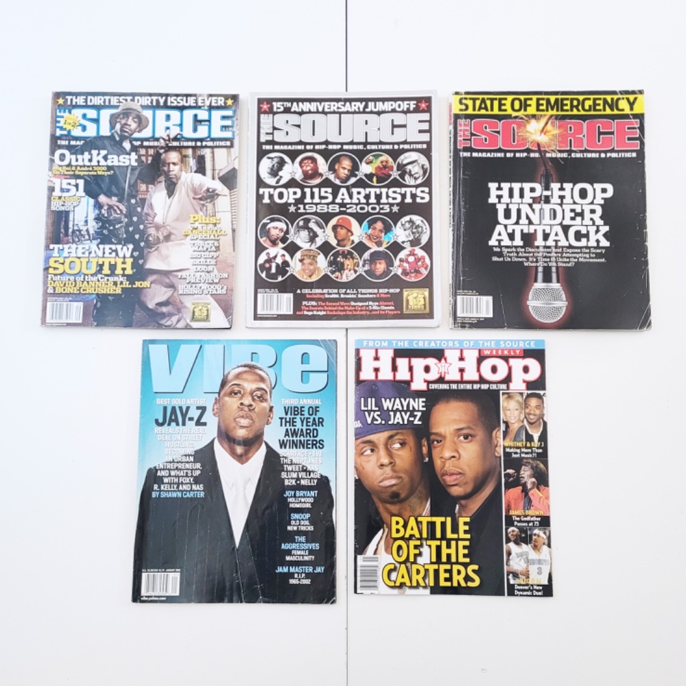 Lot of 6 Y2K Hip-Hop Rap Magazines The Source Vibe Hip-Hop